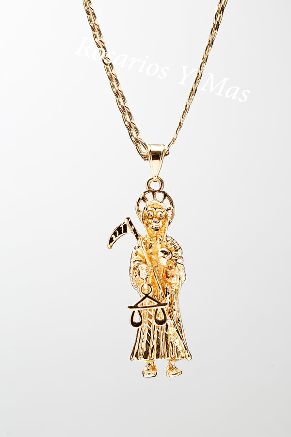 Santa Muerte Pendant with Necklace (24K Gold Filled)