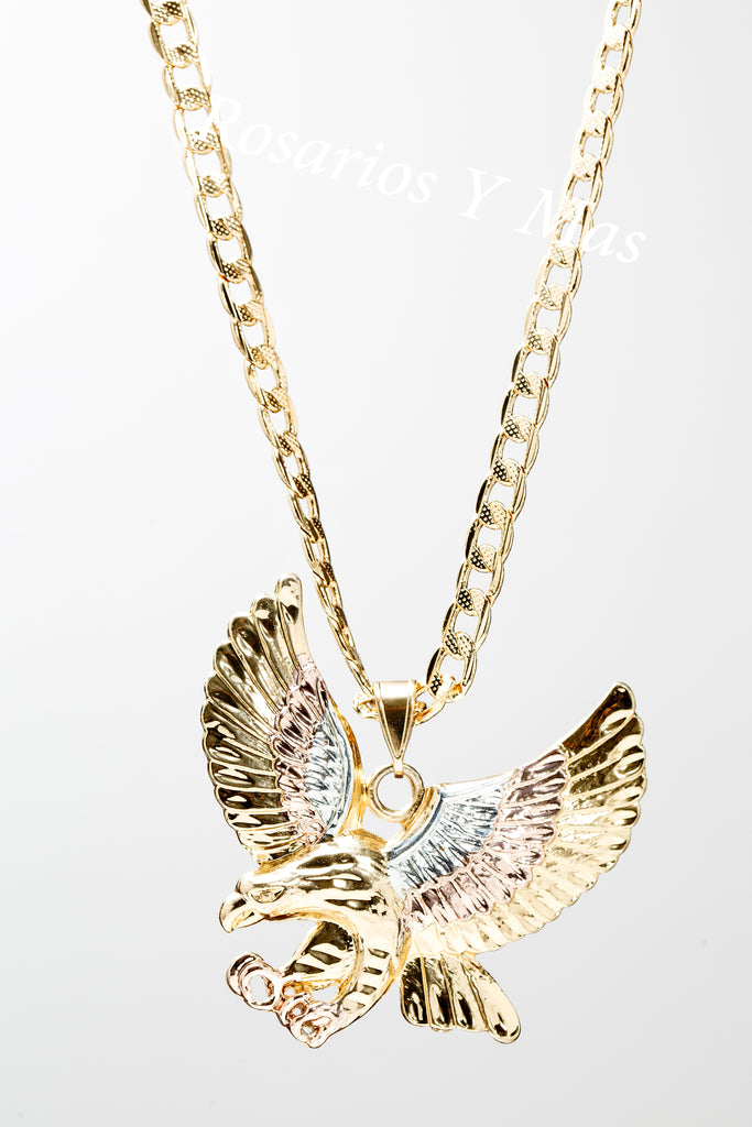 hélice Cubo Impermeable Eagle Pendant with Necklace - Aguila con Cadena (24K Gold Filled) –  Rosarios Y Mas