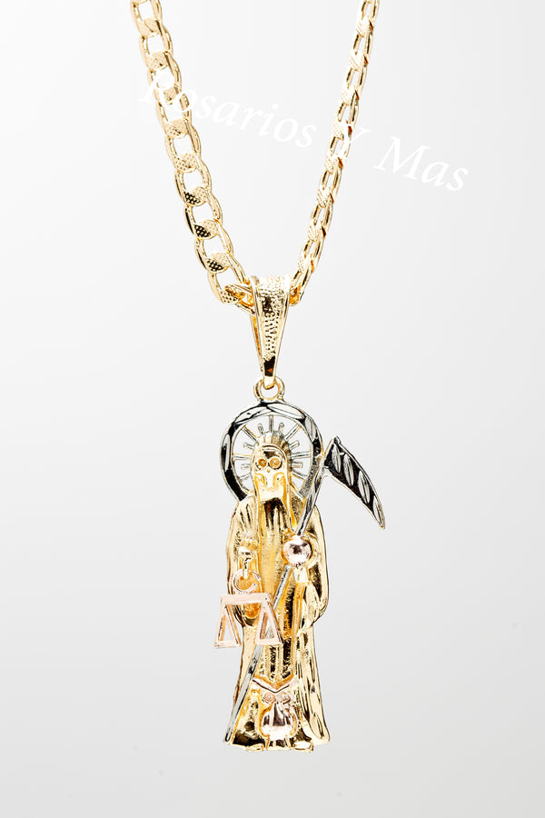 Santa Muerte Pendant with Necklace (24K Gold Filled)