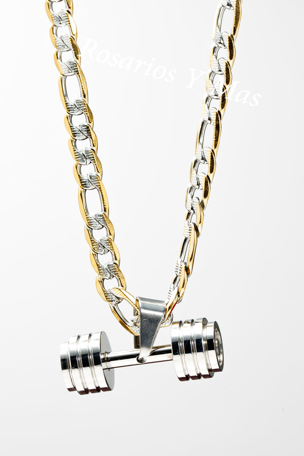 Dumbbell Pendant with Necklace (Stainless Steel - Acero Inoxidable)