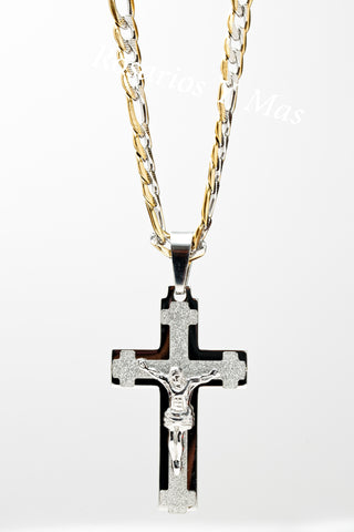 Cross with 26" Necklace (24K White Gold Filled) - Cruz con Cadena de 26" (24K Oro Blanco Laminado)