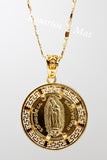 Veinte Pesos and Our Lady of Guadalupe Centenario with 26" Necklace (24K Gold Filled)