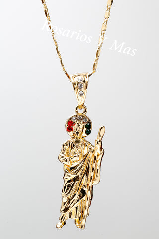 St Jude with 24" Necklace (24K Gold Filled) - San Judas con Cadena de 24" Oro Laminado