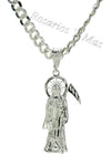 24K White Gold Filled Santa Muerte Pendant with 26" Necklace