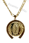 24K Gold Plated Our Lady of Guadalupe and St Jude Horseshoe with 26" Necklace