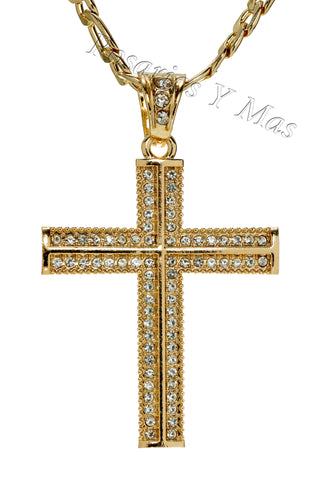 24K Gold Plated Cross with 26" Necklace - Cruz con Cadena de 26"