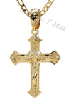 24K Gold Plated Large Cross with 26" Necklace - Cruz Grande con Cadena de 26"