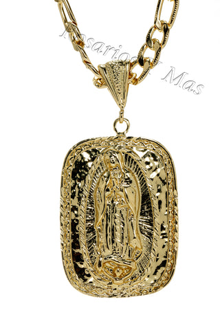 24K Gold Plated Our Lady of Guadalupe with 26" Necklace - Virgen De Guadalupe con Cadena de 26" Oro Laminado