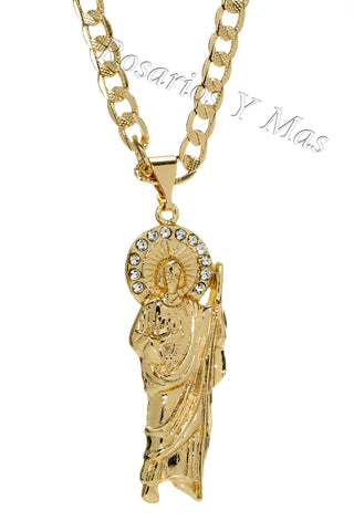 Iced Baguette San Judas Pendant - Gold – Huerta Jewelry
