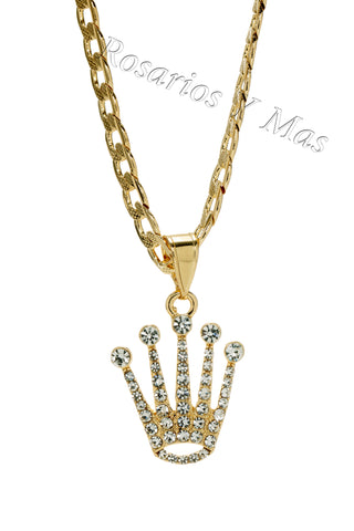 24K Gold Plated Crown with 24" Necklace - Corona con Cadena de 24" Oro Laminado