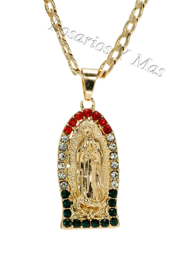 24K Gold Plated Our Lady of Guadalupe with 24" Necklace - Virgen De Guadalupe con Cadena de 24" Oro Laminado