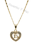 24K Gold Plated Heart Quinceanera with 24" Necklace - Medalla de Quinceanera con Cadena de 24" Oro Laminado