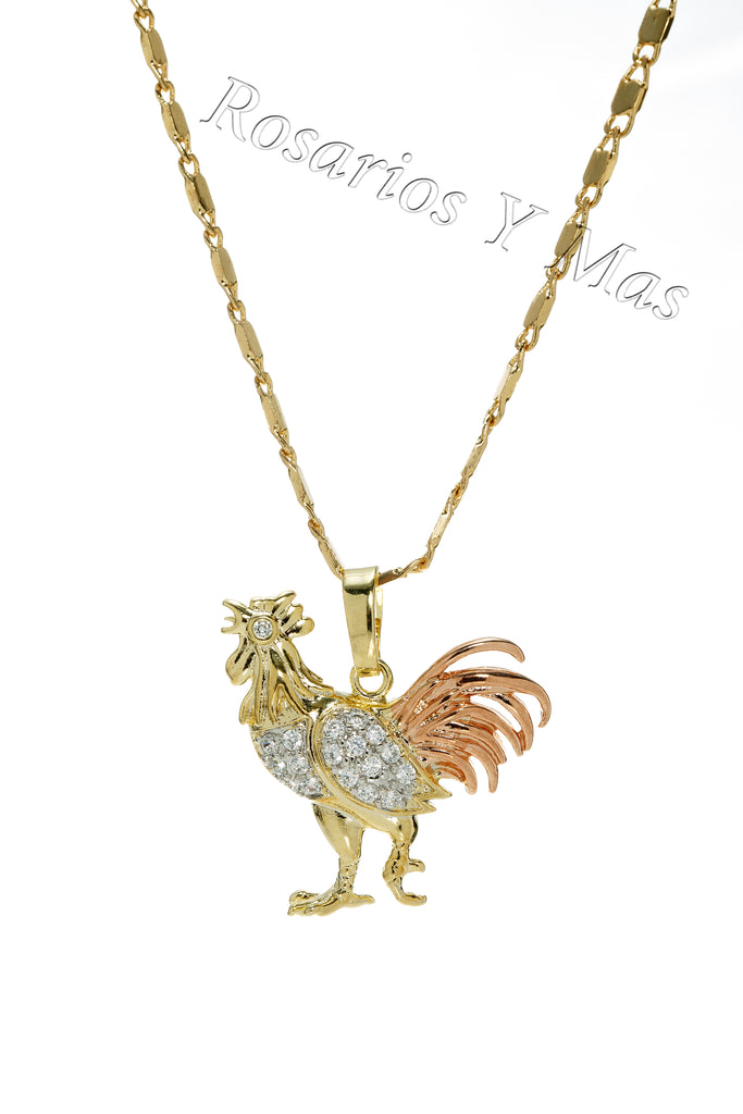 24K Gold Filled Rooster Pendant with Necklace - Gallo Oro Lami – Rosarios Y