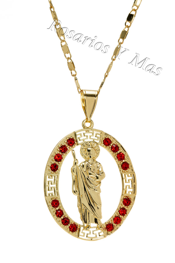 24K Gold Plated St Jude with 24" Necklace - San Judas con Cadena de 24" Oro Laminado