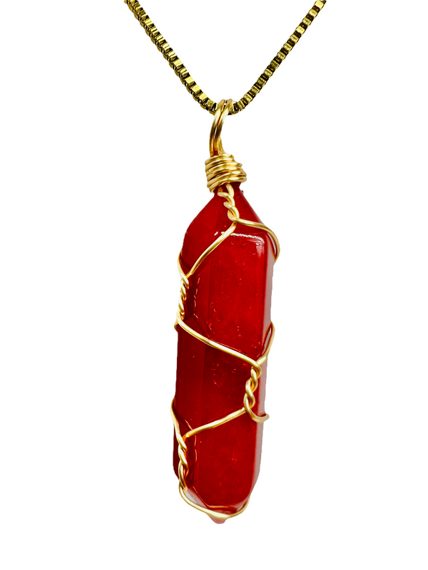 Red Crystal Stone Necklace (24K Gold Filled)