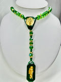 St Jude Rosary Necklace - Green