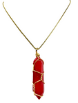 Red Crystal Stone Necklace (24K Gold Filled)