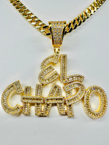 El Chapo Pendant with 26" Rope Necklace (14K Gold Finish)