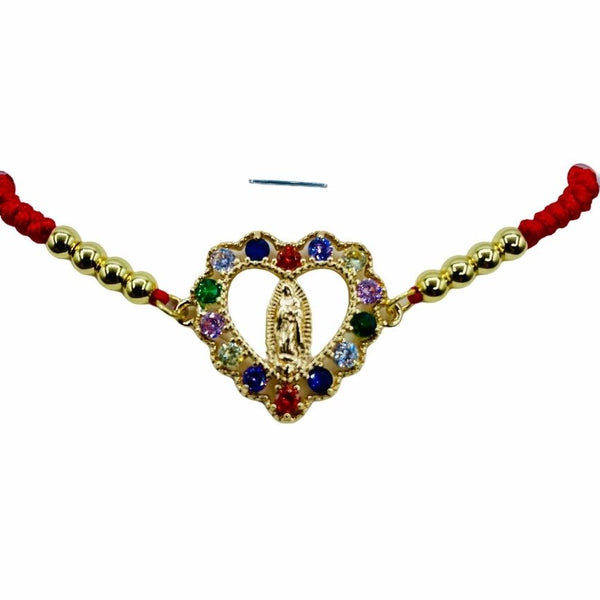 Our Lady of Guadalupe Knotted Rope w/ Rhinestones Hand Made