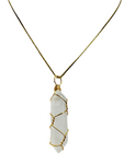 White Crystal Stone Necklace (24K Gold Filled)