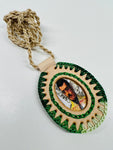 Jesus Malverde Leather Scapular Necklace
