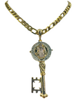 St Benedict Key with Necklace (24K Gold Filled)