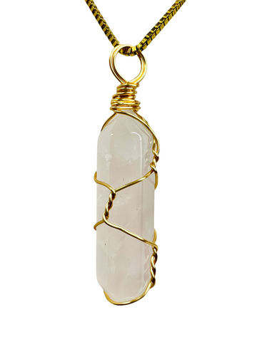 Light Pink Crystal Stone Necklace (24K Gold Filled)
