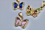 Butterfly with Colored Rhinestones Pendant (24K Gold Filled)