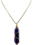 Purple Crystal Stone Necklace (24K Gold Filled)