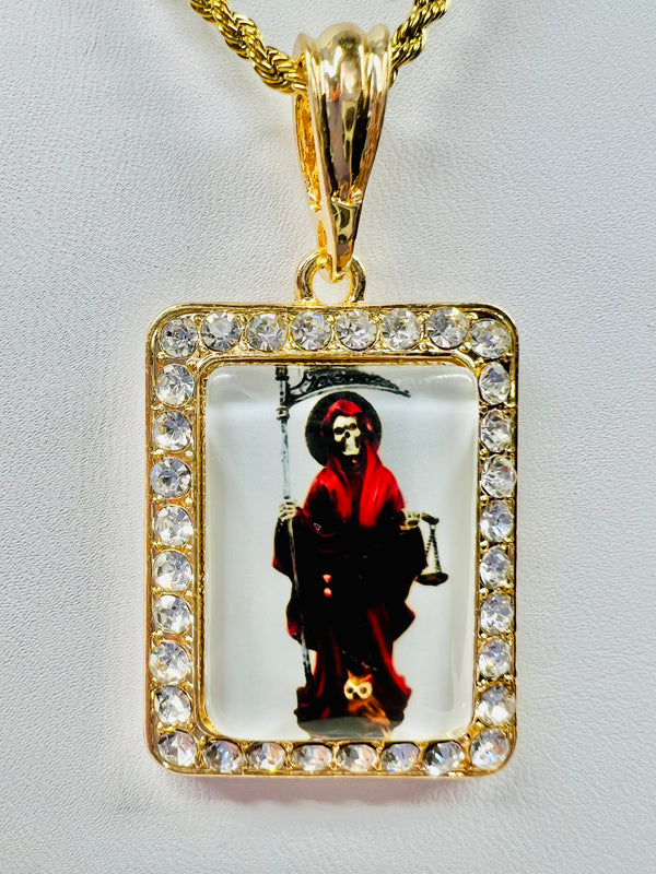 Santa Muerte Pendant w/ Rope Necklace (24K Gold Filled)