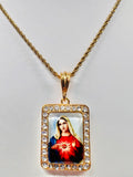 Immaculate Heart of Mary Pendant w/ Rope Necklace (24K Gold Filled)