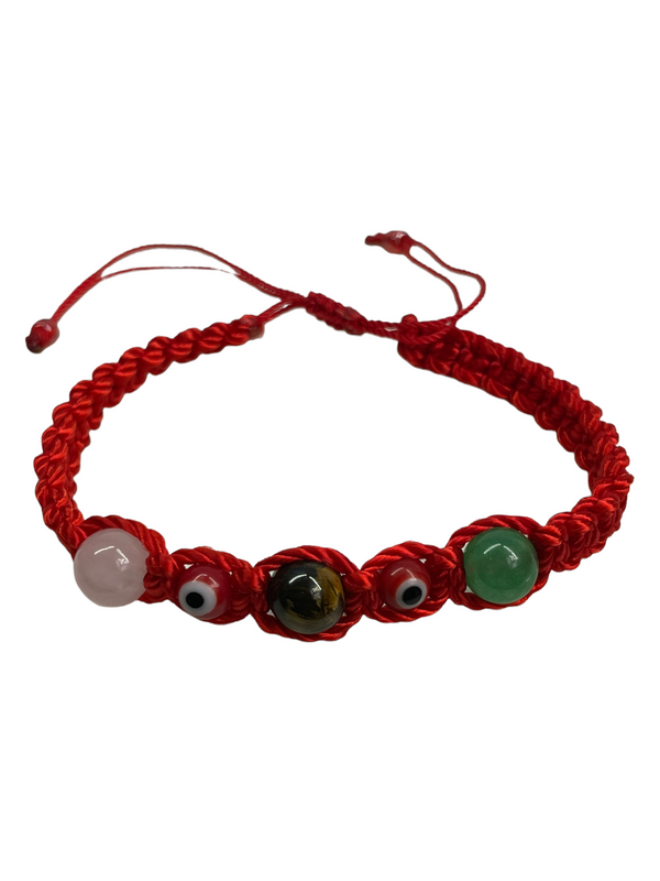Evil Eye, Health, Love, Tiger Eye Knotted Rope Bracelet Hand Made
