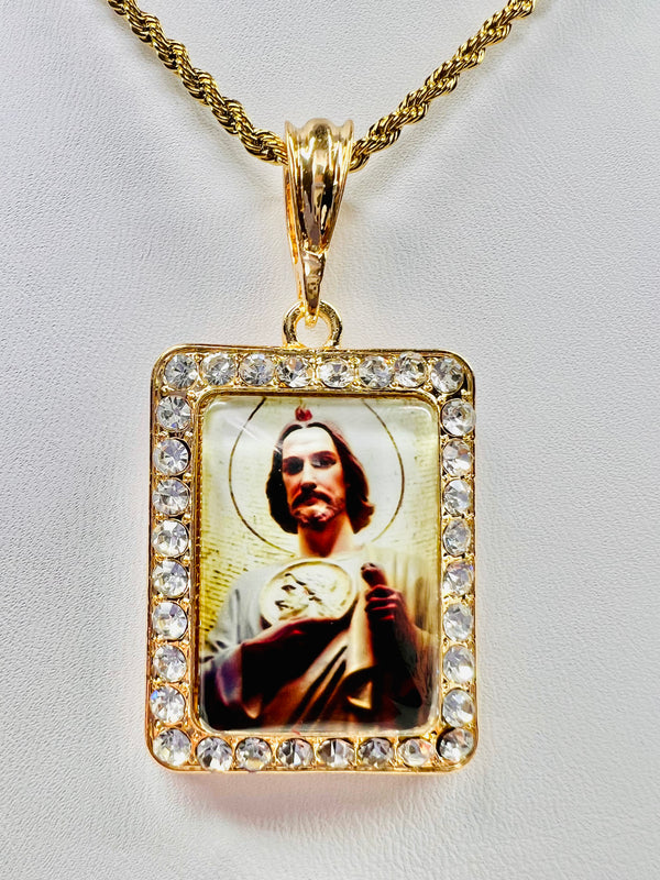 St Jude Pendant w/ Rope Necklace (24K Gold Filled)