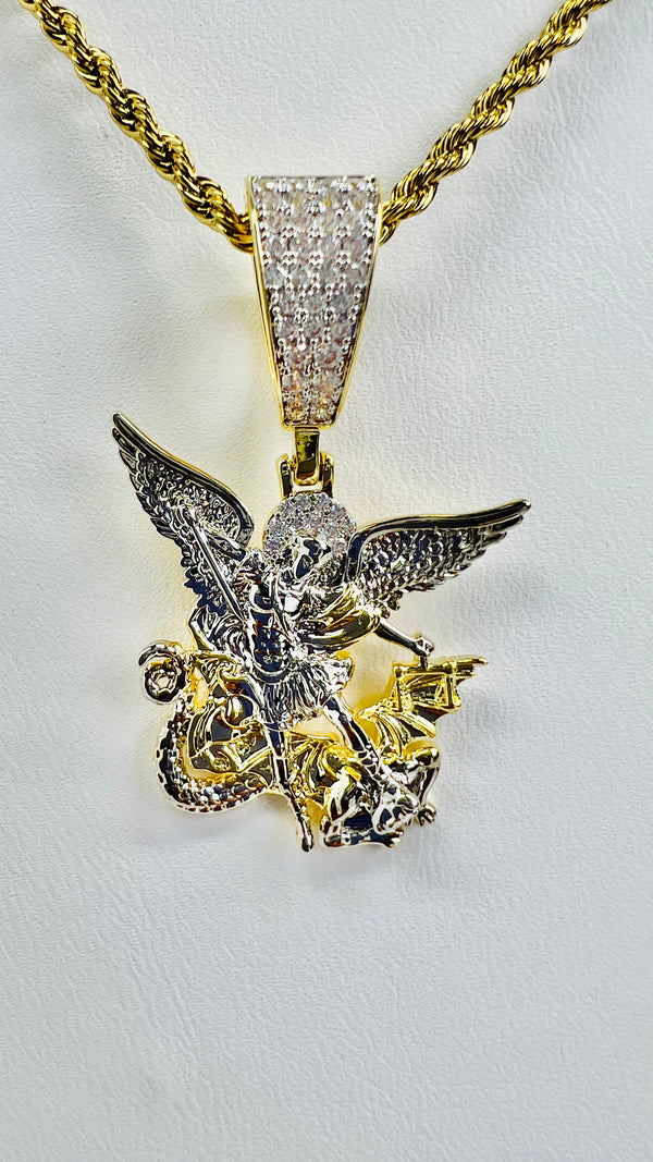 St Michael Archangel Necklace (14K Gold Finish)