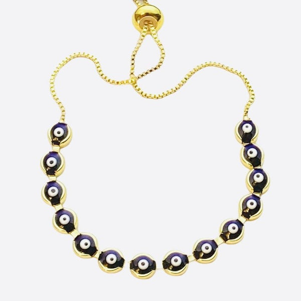 BLACK EVIL EYE BRACELET (GOLD FILLED)