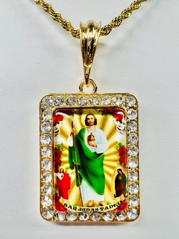 St Jude Pendant w/ Rope Necklace (24K Gold Filled)