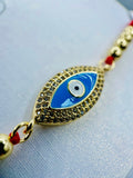 Evil Eye Knotted Rope W/ White Rhinestones Hand Made