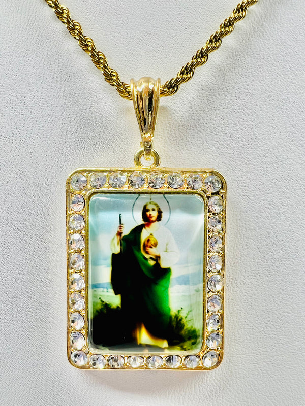 St Jude Pendant w/ Rope Necklace (24K Gold Filled)