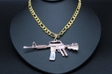 Assault Riffle with 26"Necklace (24K Gold Plated)