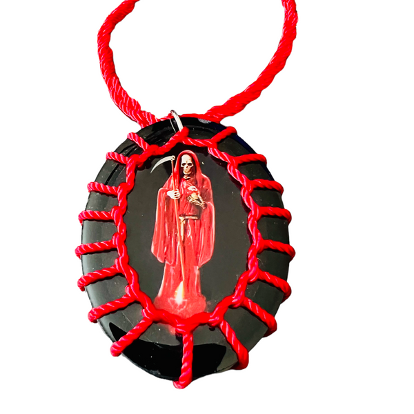 Santa Muerte Oval Scapular Necklace