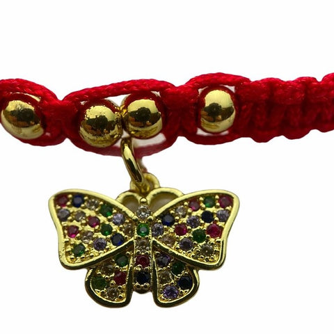 Butterfly Knotted Rope W/ Color Rhinestones Hand Made