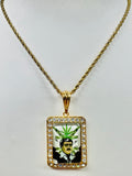 Jesus Malverde Pendant w/ Rope Necklace (24K Gold Filled)