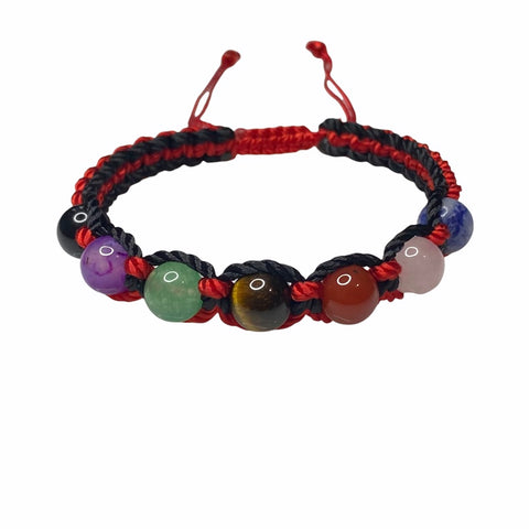 7 Chakras Knotted Rope Bracelet Hand Made