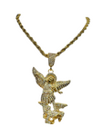 St Michael Pendant w/ 26" Rope Necklace (24K Gold Filled)