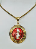 Our Lady of Guadalupe Round Pendant w/ 24" Rope Necklace (24K Gold Filled)