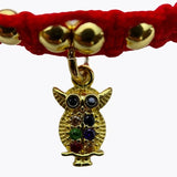 OWL KNOTTED ROPE W/ COLOR RHINESTONES HAND MADE
