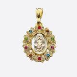 Our Lady of Guadalupe with Colored Rhinestones (24K Gold Filled)