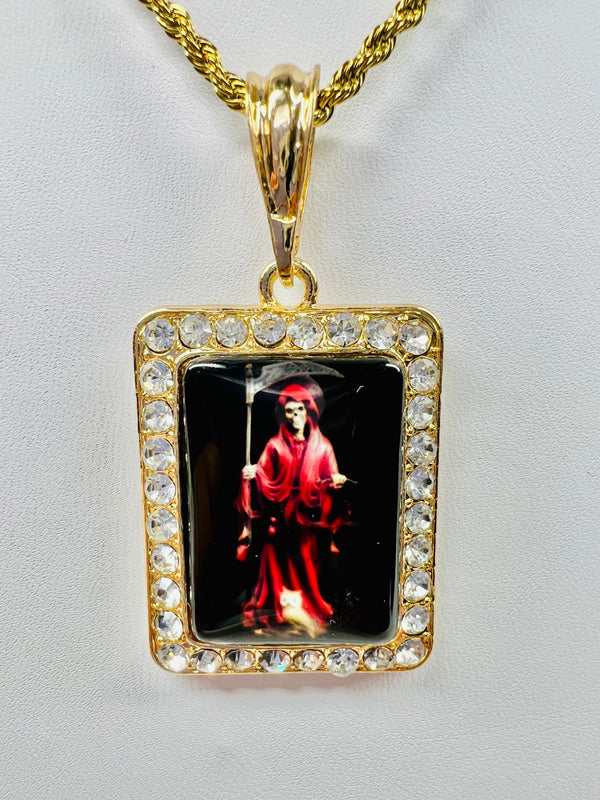 Santa Muerte Pendant w/ Rope Necklace (24K Gold Filled)
