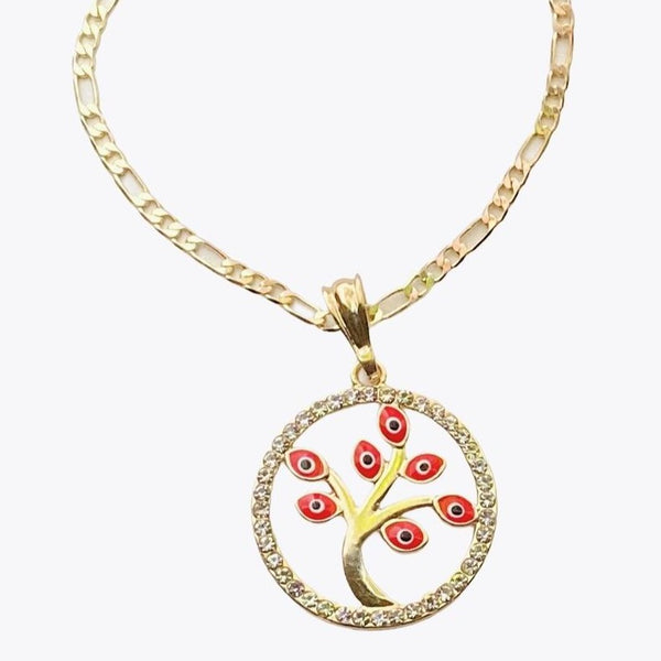 Evil Eye Tree Pendant (24K Gold Filled)