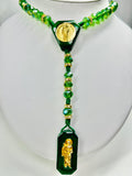 St Jude Rosary Necklace - Green